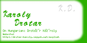 karoly drotar business card